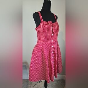 City chic  dress  with s 14 / xs red Polka dots   in retro pinup style w pockets